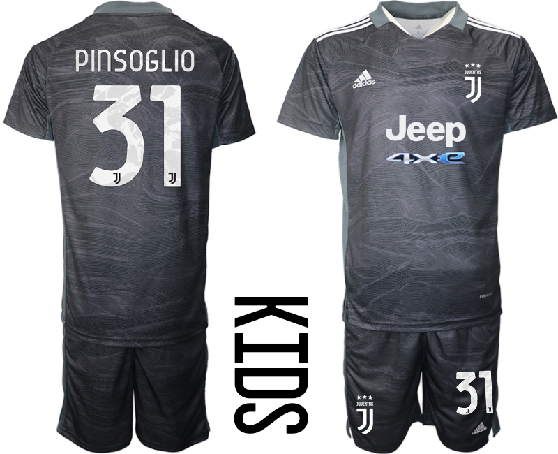 Cheap Youth 2021-2022 Club Juventus black goalkeeper 31 Soccer Jersey